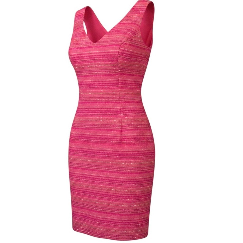 Lilly Pulitzer Size 2 Laidley Pink Tweed Sheath Dress Metallic Boucle Pink Gold